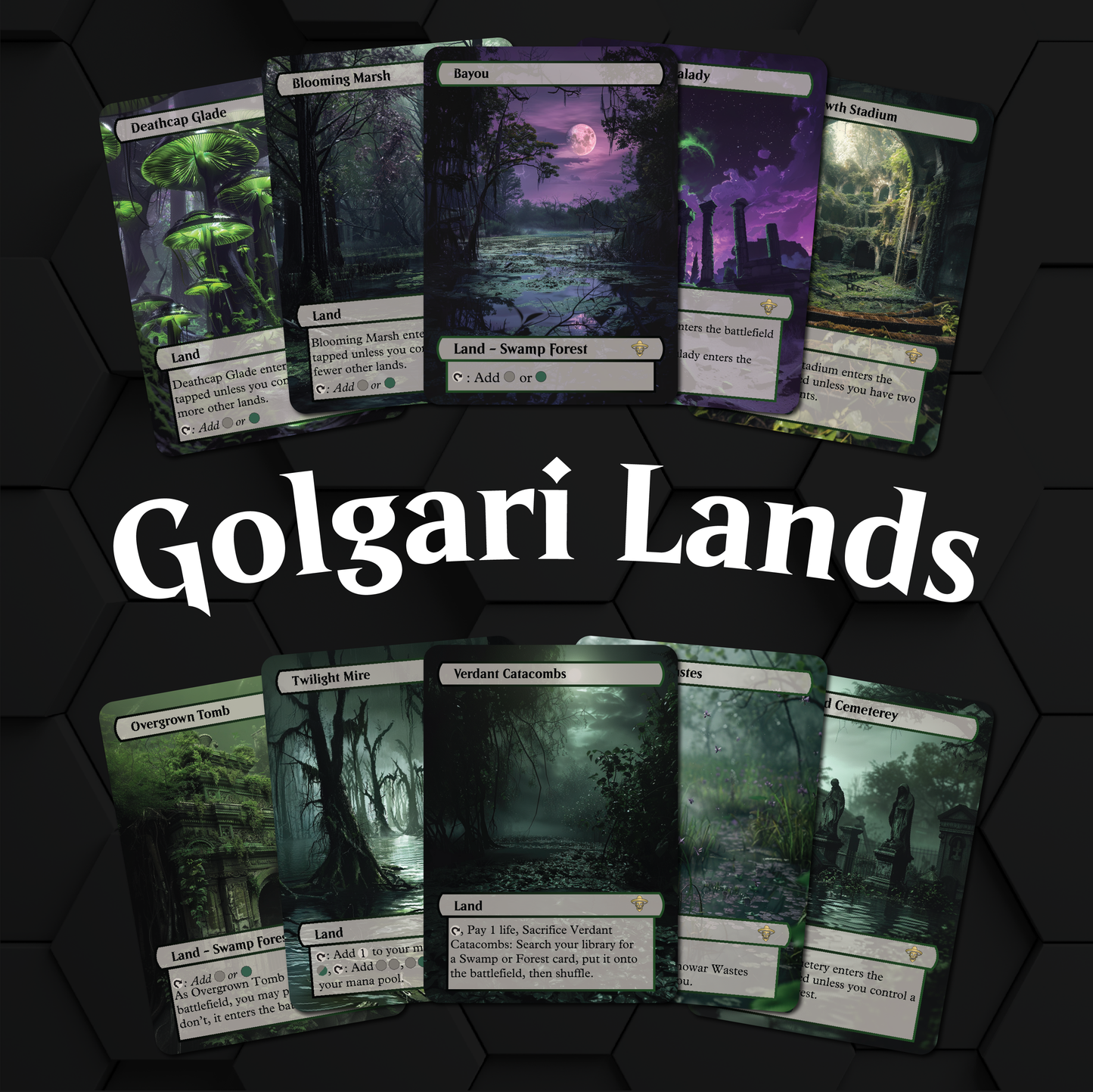 Premium Golgari Lands Proxies- 10X Cards