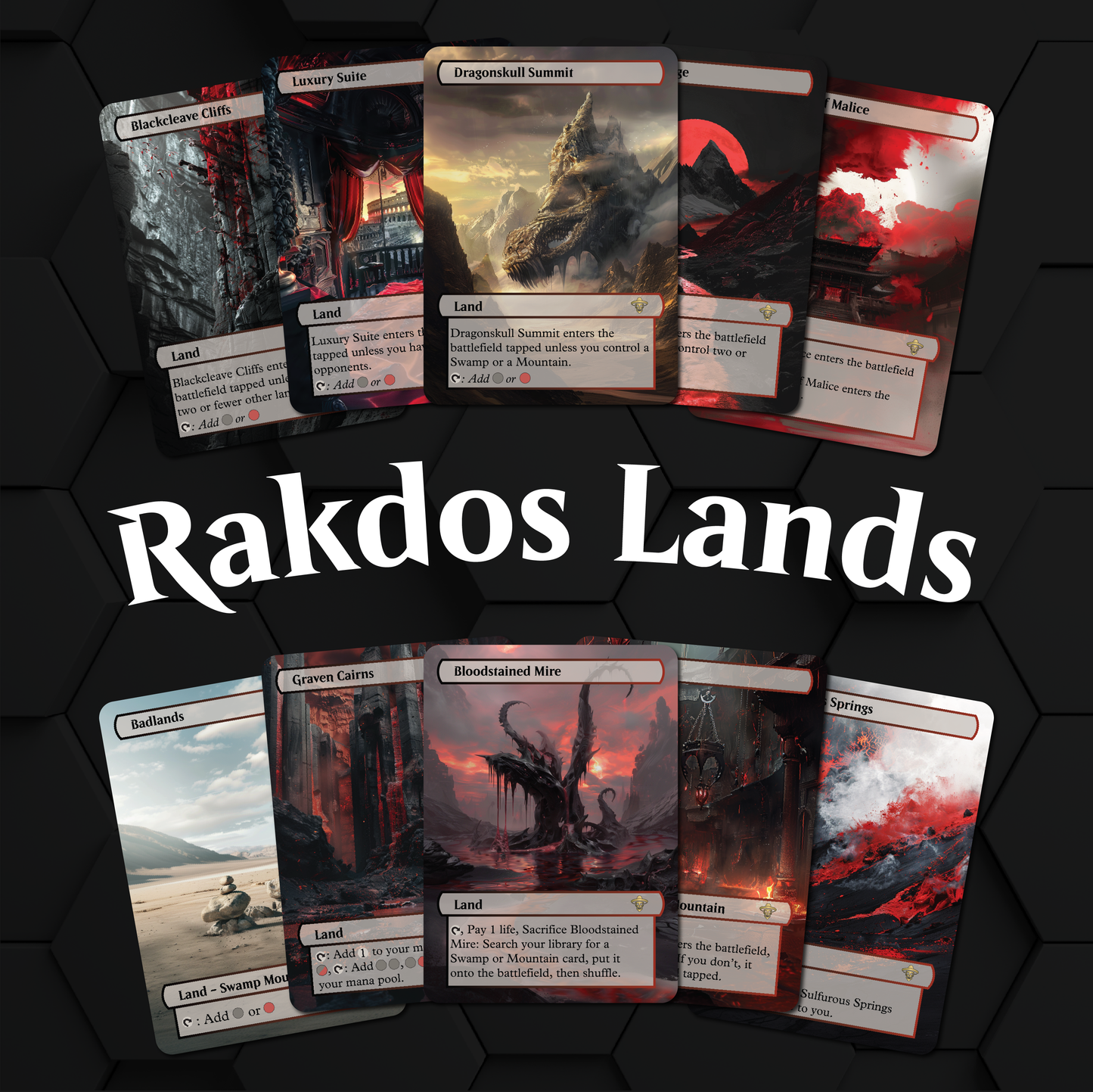 Premium Rakdos Lands Proxies- 10X Cards