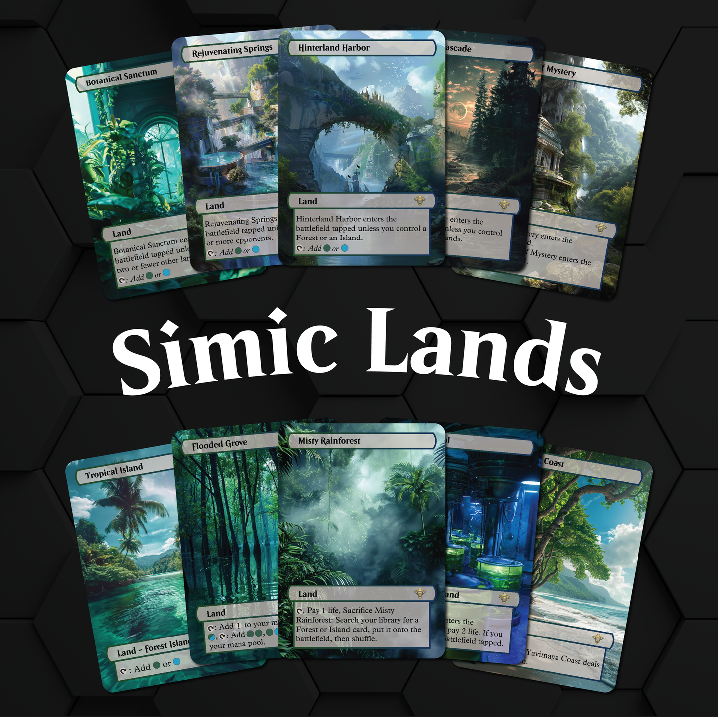 Premium Simic Lands Proxies- 10X Cards